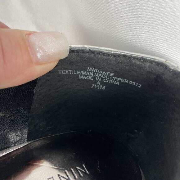 Nine West Danee Peep Toe Pumps Platform High Heels 7.5M Silver Glitter - Picture 8 of 9